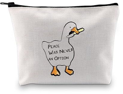 PXTIDY Duck Goose Game Gift Peace was Never an Option, Reißverschluss-Tasche, Gans, Spielliebhaber, Geschenk, Gans, Tierliebhaber, Make-up-Tasche, beige, Einheitsgröße, Kosmetiktasche