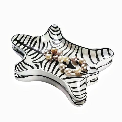 EPEDIC Assiette à bijoux zèbre, assiette à bijoux, plaque à bijoux en céramique zèbre, plaque de rangement pour bijoux, décoration d'intérieur, cadeau de Nouvel An, cadeau pour femme