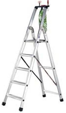 1PEZZO SCALA IN ALLUMINIO QUADRA EN131-6 gradini cm.53x11,5x196h (136h pedana) kg.7,5