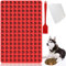 Belugsin 1,5CM Mini Herz Backmatte Hundekekse Backform 150 Gitter Hundekekse Silikon Backmatten Hundeleckerli Herzbackform Backunterlage mit Backpinsel und Teigschaber für DIY Hundeleckerlies-Red