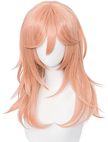 Meguru Angel Devil Anime Wig Cosplay Chainsaw Man Orange Long Curly Fiber Synthetic Women's Costume Hair with Cap Wig for Party Halloween