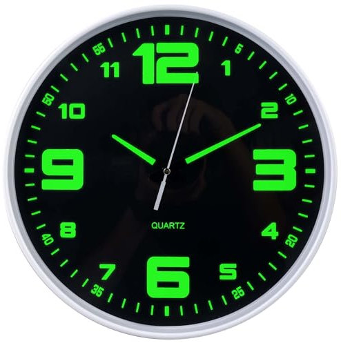 Asfrode Leuchtende Wanduhr, 30cm Geräuschlos Nachtlicht Modern Groß Wanduhren Lautlos Quarz Batterie Einfach zu Lesen Wanduhr für Küche Zimmer Zuhause Schlafzimmer Büro Schule