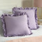 Highams 2 Pack Cushion Covers Faux Linen Frill, Soft Luxurious Plain Purple Hue Frill Design Throw Pillowcases with Hidden Zipper For Sofa Bed Living Room, Lilac-45x45cm