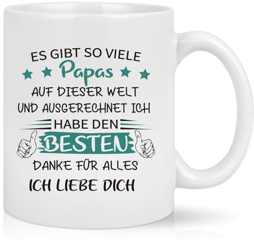 Joymaking Kaffeetasse Geschenk für Papa zum Vatertag Weihnachten Geburtstag Tasse Papa Geschenk Vatertagsgeschenk Geburtstaggeschenk Kaffeetasse mit Spruch - Ich liebe dich, 320ml Weiß