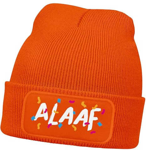 MoonWorks® Herren Beanie Patch Strickmütze mit Spruch Aufdruck Fasching Karneval Lustig Mütze Männer