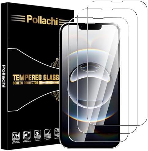Pollachi for Tempered Glass Film for 13/iPhone13 pro/iPhone 14/ iPhone 16E(2025)/SE 4(2025) Screen Protector [3 Pack],Protective Film 9H Hardness,Shatterproof,Anti Fingerprints,No Bubbles