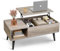 WLIVE Couchtisch Höhenverstellbar und Ausziehbar, Wohnzimmertisch mit Großem Verstecktem Staufach, Hebeplatte Kaffeetisch für Büro,50 x 100cm Sofatisch, Grau-Braun