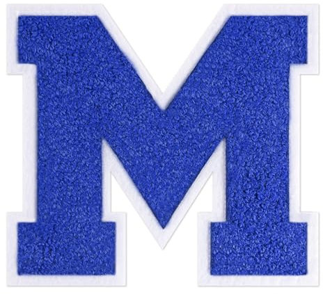QianSiLi 6.0 Inch Chenille Iron On Letters for Clothes Varsity Letter Patches Embroidered Patch Iron On Patches for Clothing Jacket/Hoodie/Varsity (Blue,M)