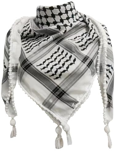 Licsaliwe Palästina-Schal 121, 9 x 121, 9 cm Keffiyeh Palästina authentischer -Schal Halstuch Shemagh-Kopfbedeckung aus Baumwolle Unisex arabisches Kopftuch palästinensisches Keffiyeh mit Quaste