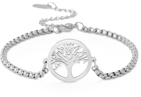Bracelets arbre de vie en acier inoxydable pour homme et femme - Bracelet à breloques arbre de vie - Amulette de protection - Bijoux cadeaux pour femmes, filles, adolescentes
