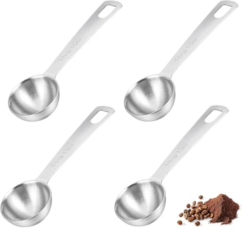 SIXHAOBU 4 Piezas Cucharas Medidoras de 15ml Cuchara Porcionadora Café, Medidores De Gramos, Cuchara Para Especias Acero Inoxidable para Cocinar, Hornear, Medir Líquidos Y Café