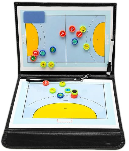 ZONSUSE Lavagna Magnetica Pallamano, Lavagna Tattica Portatile per Pallamano, Cartella per Allenatore di Handball, con Pennarelli, Gomme, Magneti per la Squadra, per Partite di Allenamento(Handball)