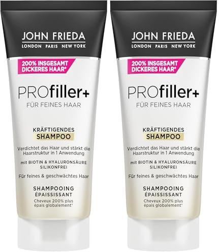 John Frieda PROfiller+ Shampoo - Inhalt: 75 ml - Reisegröße - Ideal zum Testen oder Verreisen - Für feines Haar - Für mehr Fülle (Packung mit 2)