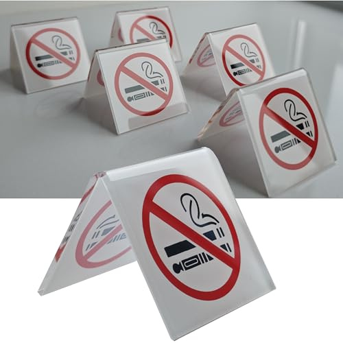 5 Stück Acryl Rauchen Verboten Schild Tischschild,Doppelseitiges Warnschild Rauchverbot Tischkarte für Außen-und Innenbereich Bibliotheken Hotels, Cafés 8 * 8 * 8cm