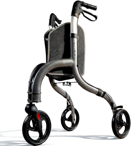 Eazy Elite Tri Walker, Lightweight 3 Wheel Rollator Walker for Seniors Only 4.7KG, Stable Mobility Aid with Adjustable Handles, Compact Frame for Indoor and Outdoor Use