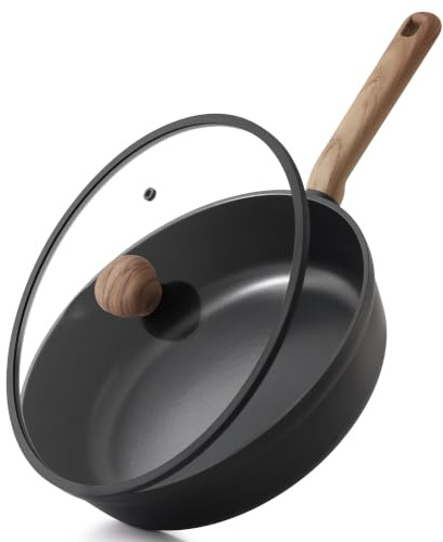 SENSARTE Saute Pan with Lid, 30cm Deep Titanium Nonstick Frying Pan | Heat‑Resistant Handle, Induction Hob Compatible Skillet Pan, Free of Intentionally Added PFOA/PFOS, Dishwasher Safe