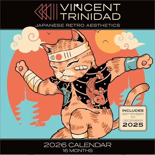 Pyramid International - VINCENT TRINIDAD 2026 – Broschürenkalender 30×30 cm mit Retro-Pop-Art Illustrationen – Wandkalender für Kunst- & Popkultur-Fans