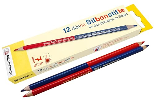 12 dünne Silbenstifte für das Schreiben in Silben: Ø Mine 3 mm, Stiftstärke 7 mm