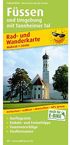 Füssen und Umgebung mit Tannheimer Tal: Rad- und Wanderkarte mit Ausflugszielen, Einkehr- & Freizeittipps, Nebenkarten Lechstausee und Tannheimer Tal, ... 1:50000 (Rad- und Wanderkarte: RuWK)