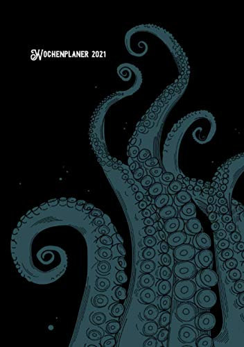 Wochenplaner 2021: Terminplaner 2021 | Jan - Dez 2021 | Timer 2021 | Terminkalender | Vintage Oktopus Cover