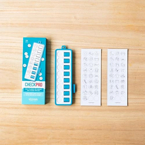 CHECKPAD Blau | Magnetischer Tagesplaner, Routine Planer Kinder ab 3 Jahren | Gezinnig Tagesplaner für die Morgen- und Abendroutine, Aufgabenplaner für Kinder im jungen Alter, Checkliste, Belohnungstafel