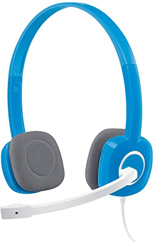 Logitech H150 Cuffie Cablate per Computer, Stereo con Microfono Girevole e Cancellazione ‎Rumore, Doppio Jack Audio da 3.5 mm, Controlli sul Cavo, PC/Mac/Laptop, Azzurro