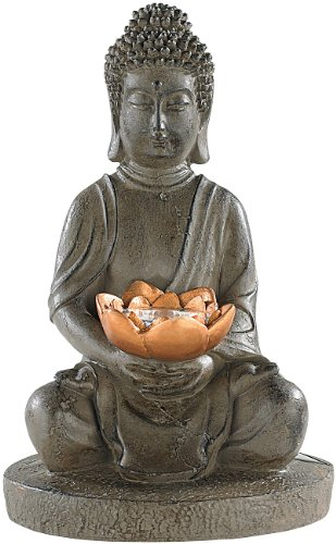 Lunartec Buddha Lampe Outdoor: Solar-LED Deko Lampe Buddha für Garten & Terrasse, 28 cm (mit LED Licht, mit Solarlicht, Solarleuchten)