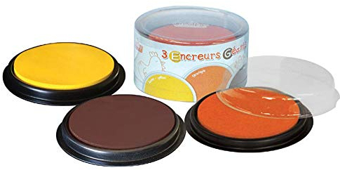 Créa Lign' Cl86 Stempelkissen, groß, rund, Orange/Gelb/Braun, 3 Stück