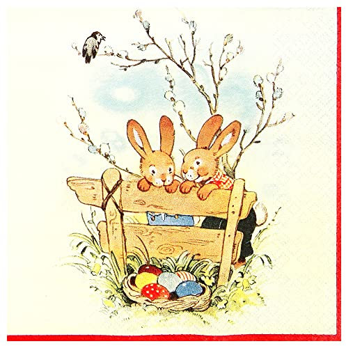 Serviette Bunnies Hasen Ostereier Ostern Frühjahr, Serviettentechnik basteln 20 Stück