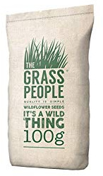 The Grass People Flowering Meadow Wildflower Seed, 100% UK Native Wildflowers, Annuals and Perennials, Vibrant Flora, Attracts Bees and Wildlife, Meadow for Home, RHS Perfect for Pollinators - 100g