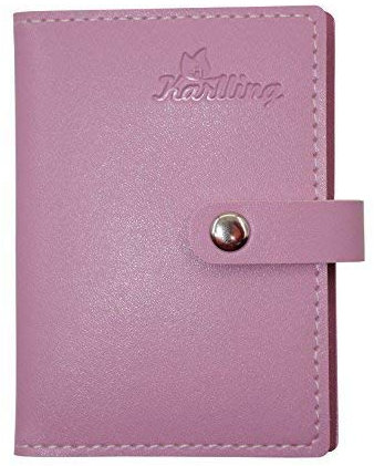 Karlling Pink Luxury Leather Credit Card Wallet for Women, High-Capacity Card Holder, 20 Card Slots, Zipper Closure