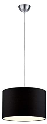 lightling modern Pendelleuchte in nickel matt, Stoffschirm schwarz, 1 x E27 max. 60W, ø 40 cm, Höhe: 25 cm, Länge: 150 cm