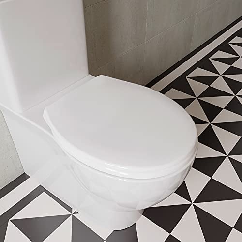 Croydex Constance Flexi-Fix White Soft Close Toilet Seat with Quick Release Button, Anti-Bacterial Treated Thermoset Plastic, Heavy Duty, Adjustable Stainless Steel Hinges Fits Most UK Toilet Bowls