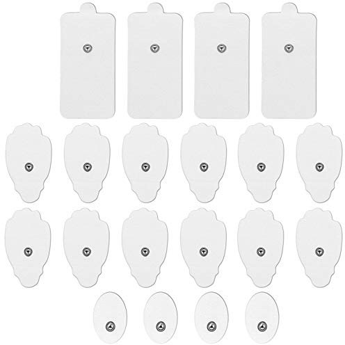 LiteTour 20 Pieces TENS Unit Replacement Pads TENS Electrodes with 3.5mm Snap - Self-Adhesive Pads in Small Medium Large Sizes for Targeting Multiple Body Areas - Compatible with Most TENS Devices