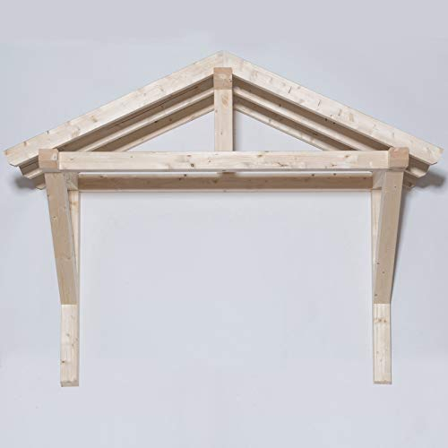 TUGA - Holztech Leimholz Balken 100x100mm Satteldach Haustürvordach Tür Haustür Überdachung Vordach Holz (238cm Breite zwischen Träger x 100 Tiefe)