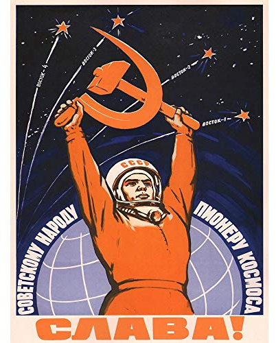 Wee Blue Coo Cosmonaut Gagarin USSR Red Communism Art Print Poster Wall Decor Kunstdruck Poster Wand-Dekor-12X16 Zoll