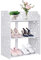 Schuhregal 3 Etagen, Holz Schuhablage Schuhschrank Ständer Regal Stil Bücherregal Standregal Schuhständer für Flur Eingang weiß Badezimmer Küche Wohnzimmer