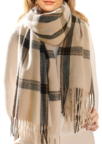FURTALK Winter Scarf for Women Shawl Soft Tassel Plaid Large Oversized Scarves Wraps