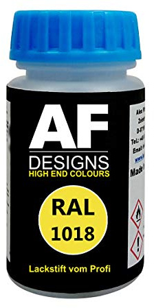 Alex Flittner Designs Lackstift RAL 1018 ZINKGELB seidenmatt 50 ml Acryl | Hochwertiges Lackstift (lösemittelhaltig) - ideal geeignet für Hobby, Freizeit, Modellbau, Basteln und um Kunststoff - oder