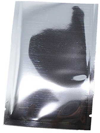 100 Stück Mylarbeutel, oben offen, Vakuumbeutel, hitzeversiegelbar, Aluminiumfolie, Verpackungsmaterial, Vakuumbeutel für Lebensmittel, kleine Mylar-Folienpakete mit Einreißkerbe (Silber, 10 x 15 cm)
