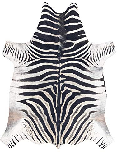 rugsx Teppich künstliches Rindsleder, Zebra, weiß schwarz Leder 180x220 cm