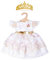 Heless 2132 - Prinzessinnen-Kleid für Puppen im Design Kirschblüte mit goldener Krone, Größe 35 - 45 cm