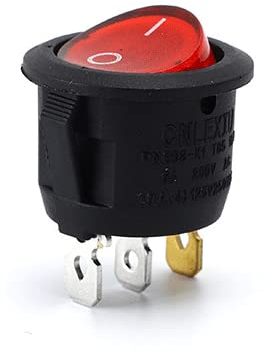 CABLEPELADO Interruptor basculante, Interruptor 2 posiciones, Interruptor 3 vias, Interruptor 3 pines, Interruptor 3 terminales, Interruptor ON/OFF SPST, 6A 250 VAC | 10A 125VAC, Rojo Luz LED