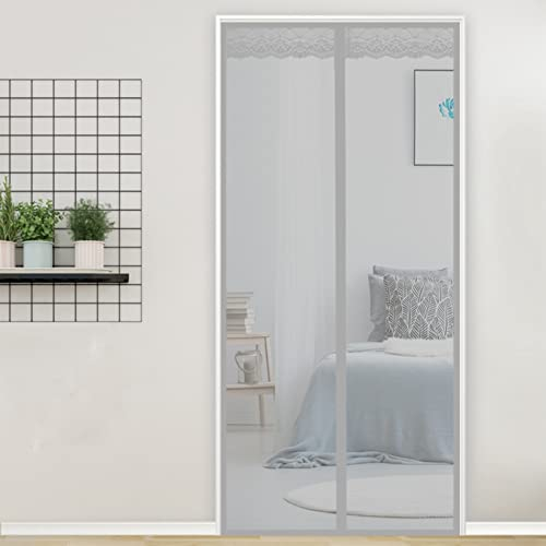 Magnet Fliegengitter 150x230cm(59x91inch) gegen Fliegen, Insekten und Mücken Lamellenvorhang Verschiedene Größen für Vorhang für Holz, Eisen, Aluminium Türen und Balkon, Grau A