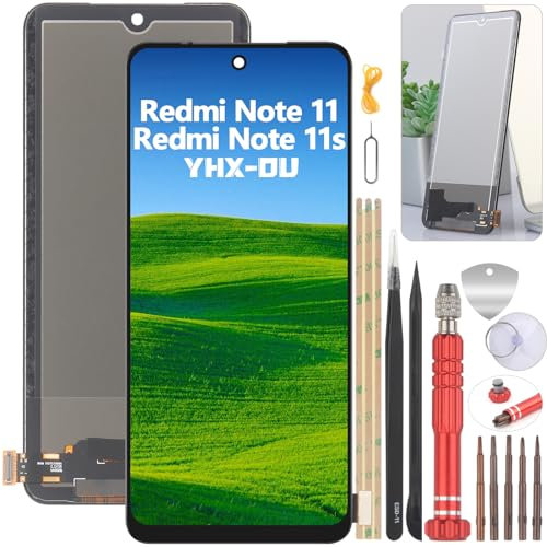 YHX-OU 6.43'' Negro TFT Pantalla LCD para Xiaomi Redmi Note 11 2201117T Redmi Note 11S 2201117S LCD Display Asamblea Pantalla Táctil Completa Reemplazo de Pantalla + Herramienta