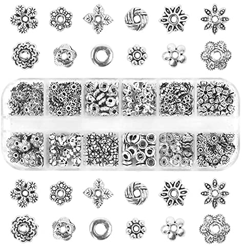 360 Stück Zwischenperlen, Metallperlen,Zwischenperlen für Armbänder, Tibetische Mixed Metall Spacer Perlen, für DIY Schmuckzubehör Armband Halskette Schmuckherstellung