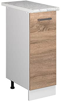 Vicco Apothekerschrank R-Line, Medizinschrank für die Küche, Sonoma/Weiß, 30 cm, AP Marmor