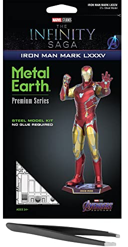 Metal Earth Premium Series Marvel Iron Man Mark LXXXV 3D Metal Model Kit Bundle with Tweezers Fascinations