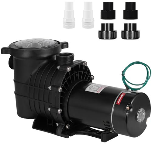 Hitgrand Pompe de piscine auto-amorçante de 1,5 CV, pompe de piscine creusée hors sol améliorée 110 V/220 V double tension, pompes à vitesse unique 1100 W 60 Hz avec panier filtrant, fonctionnement