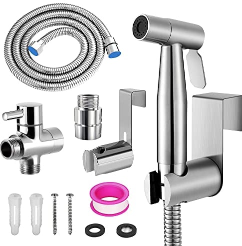 Pulvérisateur de bidet à main WEIDMAX, kit de pulvérisation en nickel brossé en acier inoxydable, nettoyant pour couches en tissu de salle de bain, buse de douche antirouille portable (G1/2''-3/8'')